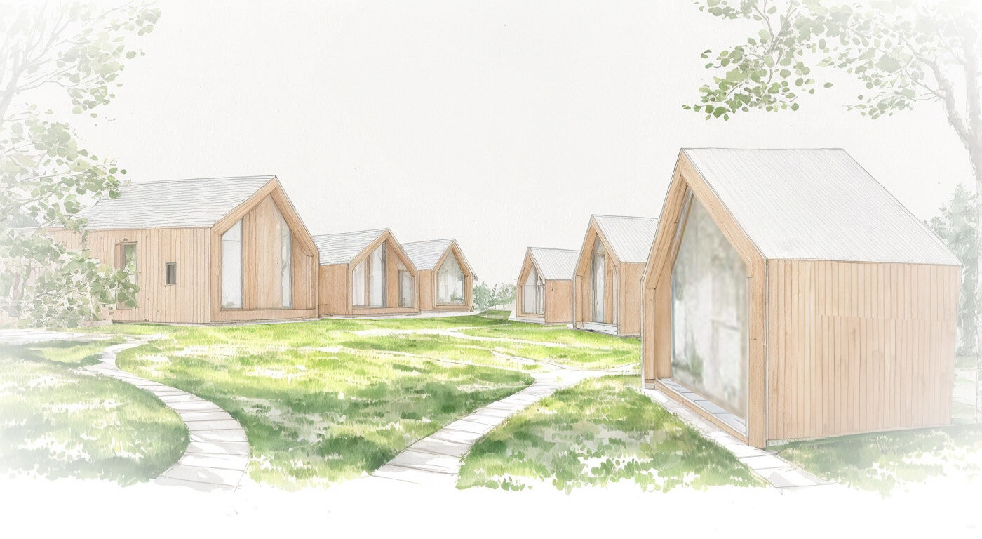 Små hus ritade av arkitekt Maria Ibarra.