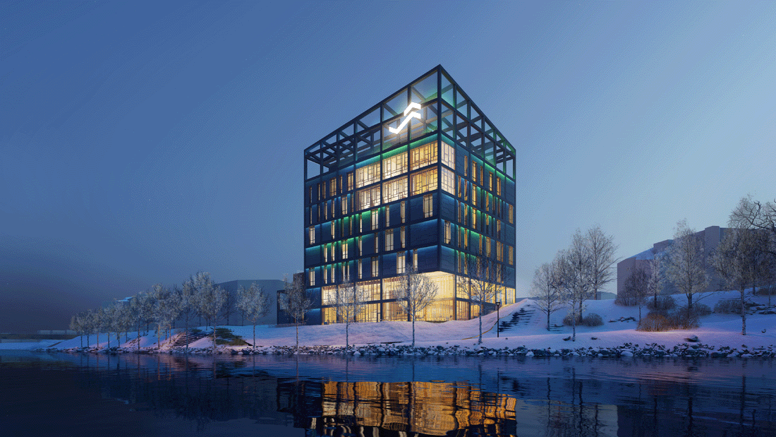 Arctic Center of Energy Skellefteåssa talviyönä.