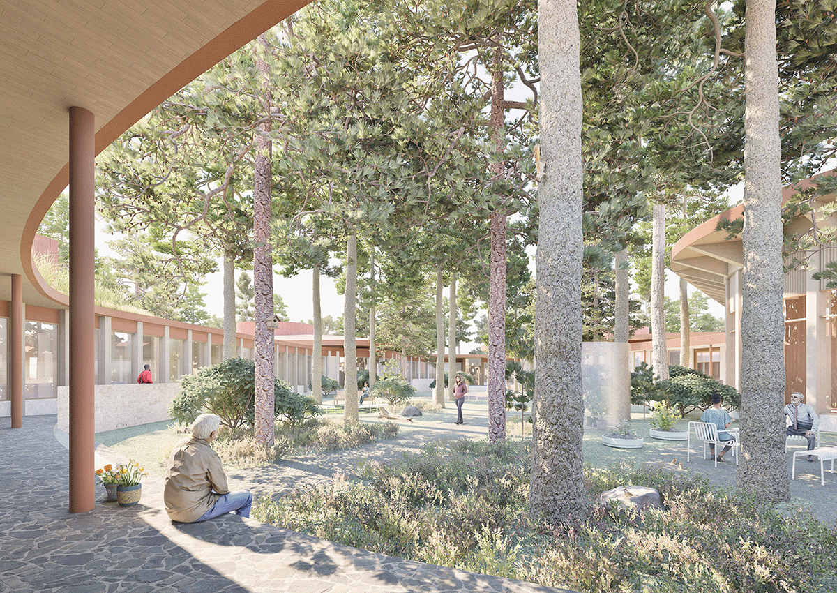 The shelter's inner courtyard.
