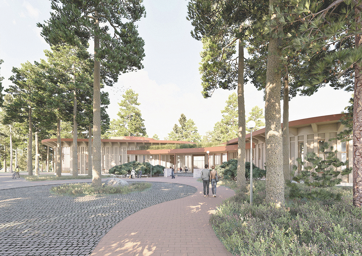 A view to the main entrance of the psychologically accessible shelter. © Sofia Juntunen