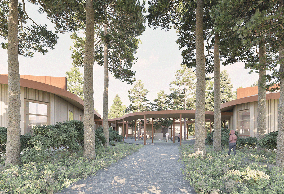 The shelter's entrance courtyard.