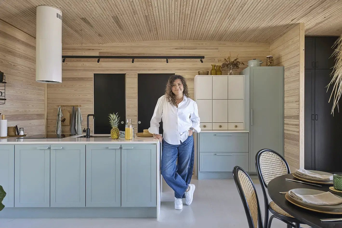 Minna Haapakoski in her kitchen.