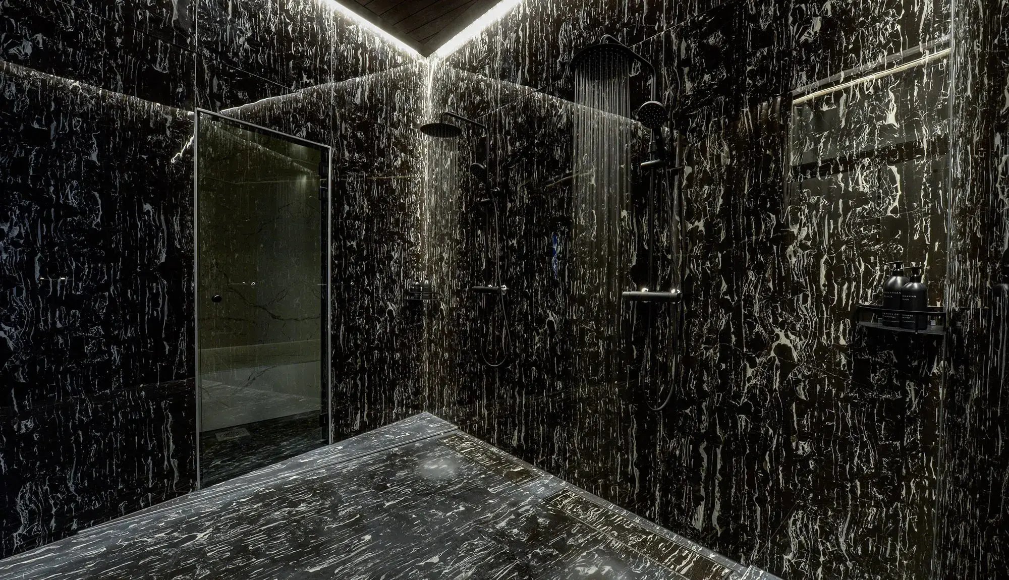 The Feenix suite’s special feature is the black shower space