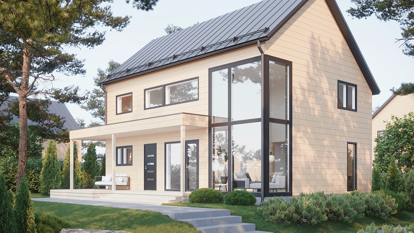 Exterior of log house Honka Havu designed by Honka.