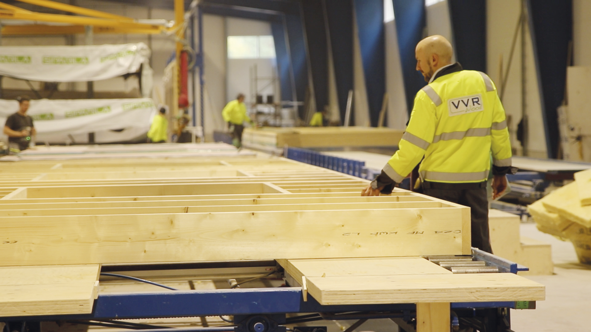 Wooden elements at the factory