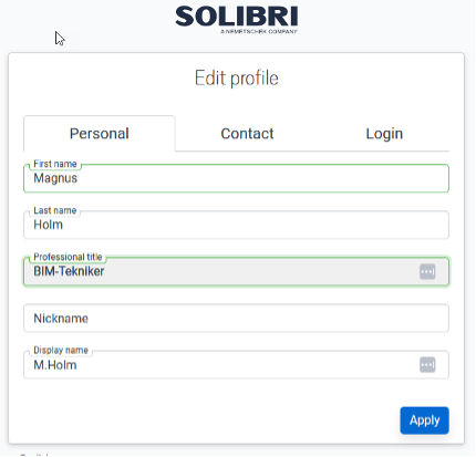 Solibri edit profile