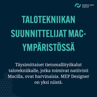Talotekniikan suunnittelijat macOS-ympäristössä. Täysimittaisia tietomallityökaluja talotekniikalle, jotka toimivat natiivisti Macilla, on harvassa. MEP Designer on yksi niistä.