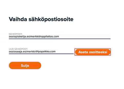 Vaihda sähköpostiosoite