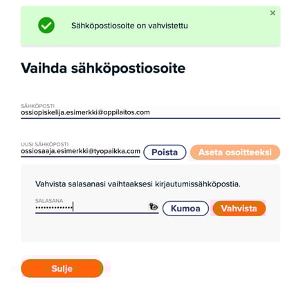 Vaihdoksen vahvistus