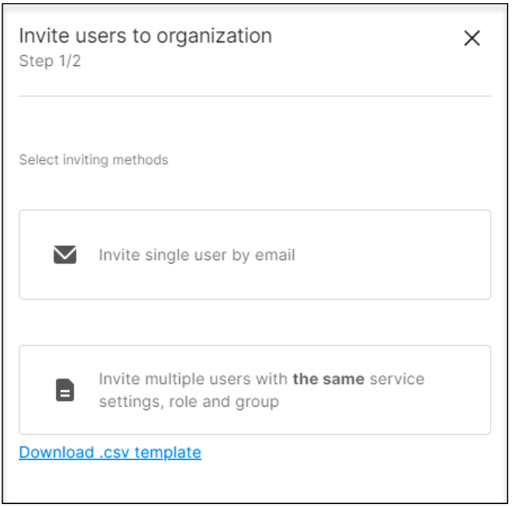 Invite uers to organization step 1/2