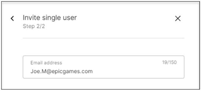 Invite single user step 2/2