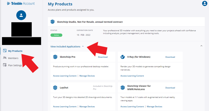 My Products - View Included Applications