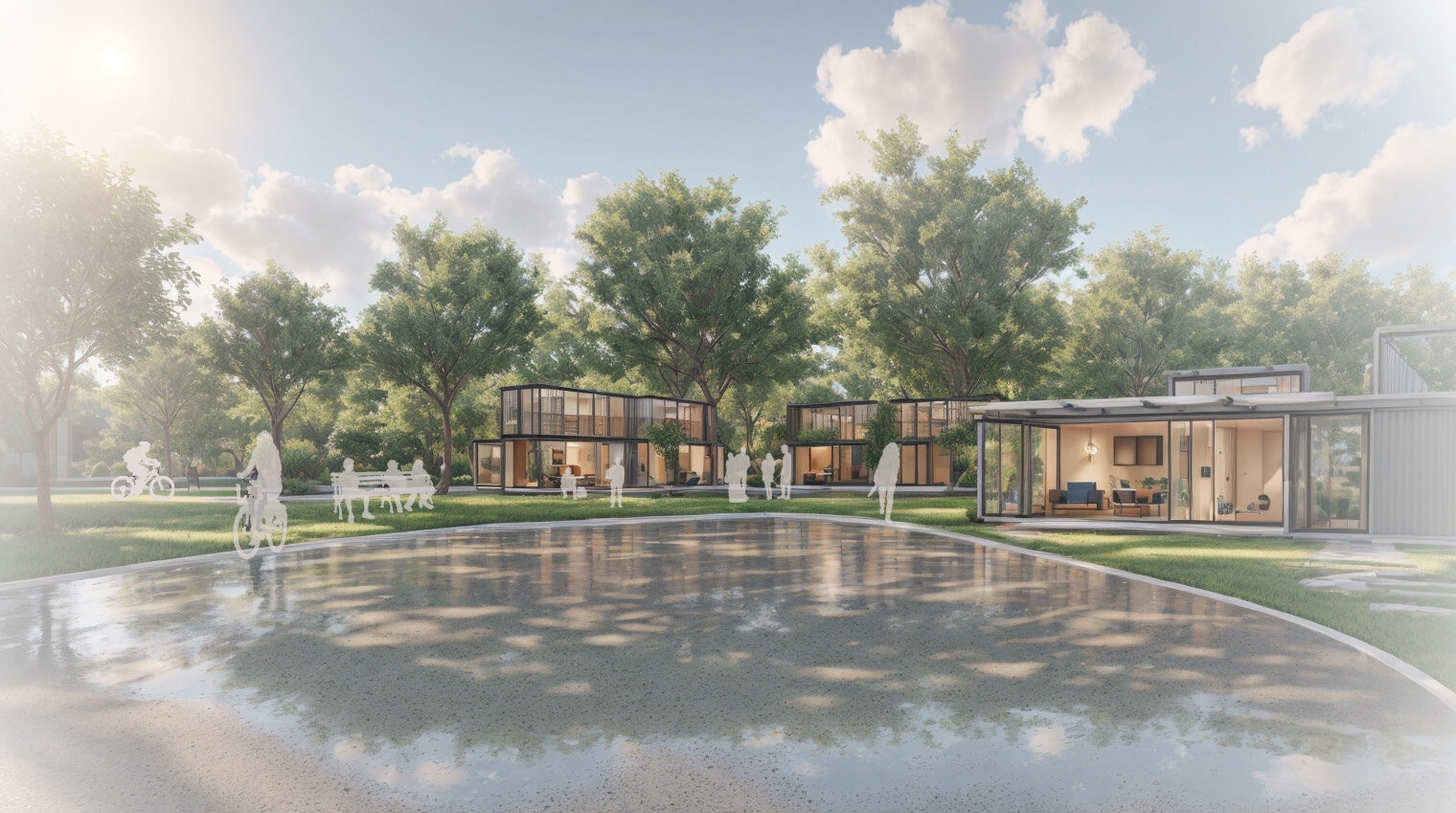 Fraktcontainrar ombyggda till lägenheter, ett projekt av arkitekt Maria Ibarra.
