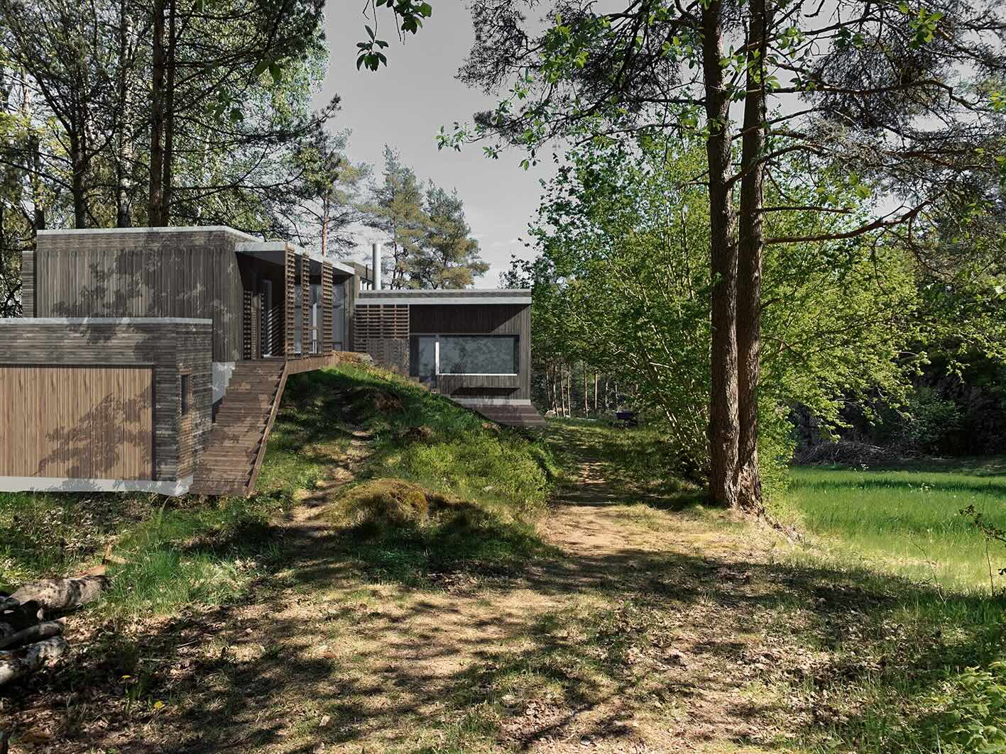 Illustration of a new cabin by Tide Arkitekter