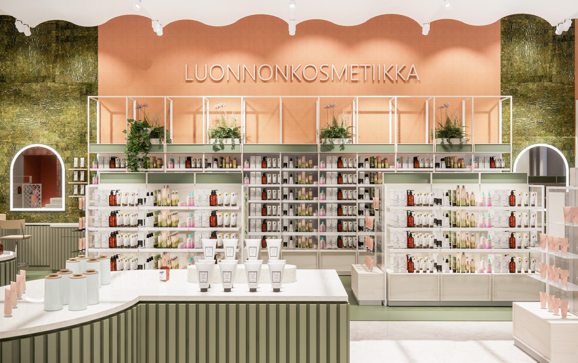 Interior of Ruohonjuuri flagship store by design agency Amerikka