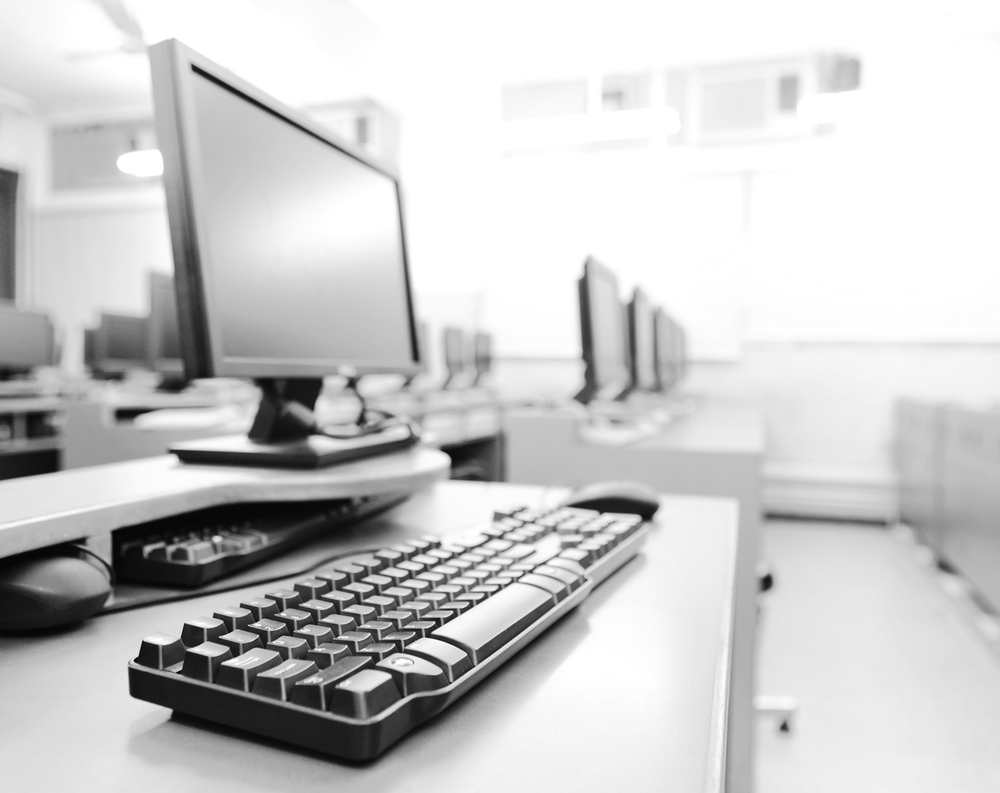 workplace room with computers